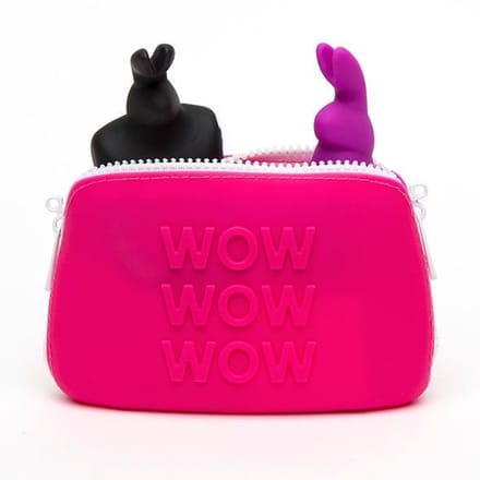 Opbergtas wow wow wow siliconen met rits - roze