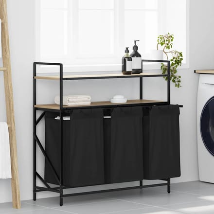 vidaXL - Wasmand - 3 - vakken - met - planken - sonoma - eikenkleurig