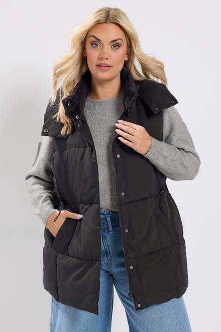 Yours Zwart Kort Gewatteerd Gilet Size 42