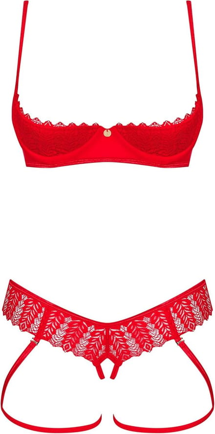 Verleidelijke Lingerieset met Beha, Slip en Satijnen Blinddoek