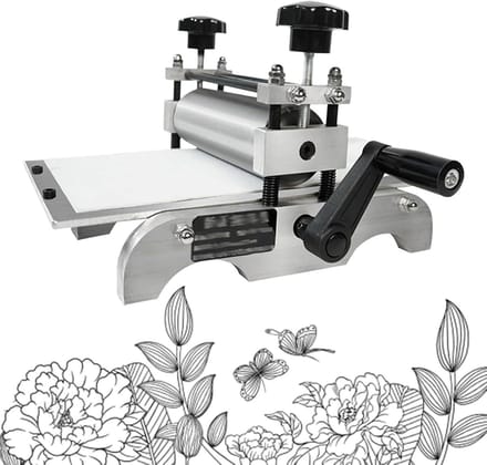 Handmatige Drukpers - Etspers Plaatroller - Textiel Bedrukken - Verstelbare Stalen Rol - 31x17 cm Bed