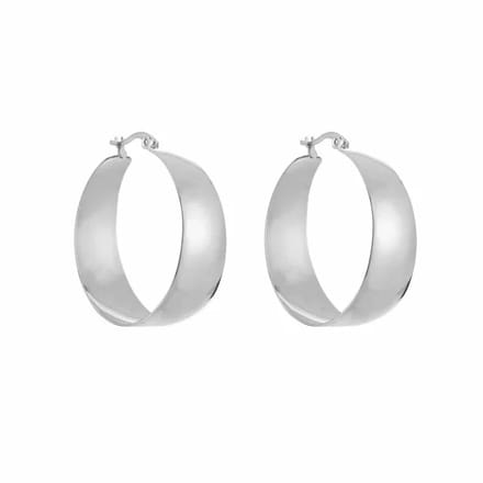 Bijoutheek Oorringen Hoop breed glad Zilver