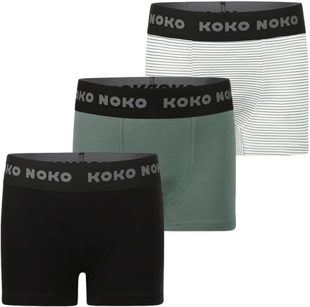 Koko Noko Jongens 3-Pack Boxershorts - Donkergroen