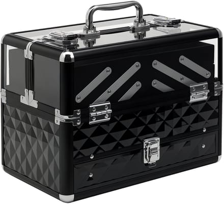 HOMCOM Make-upkoffer - Aluminium - 30x18x22cm - Zwart