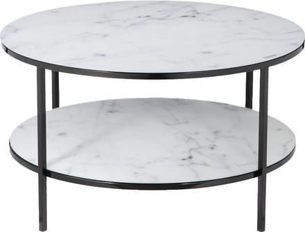 Salontafel Emine Wit - Zwart - Metaal - Rond - 80x80cm - Hoogte 45 cm