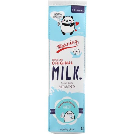3 Kleuren Cartoon Melk Etui Waterdicht PU Grote Capaciteit Potloodzak Opbergtas blauw