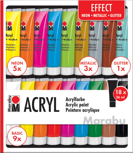 Marabu acrylverf set 'EFFECT', 18 x 36 ml