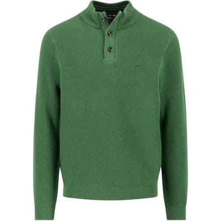 Fynch-Hatton Trui Buttoned Troyer Soft Cotton Wool Dark Leaf / male