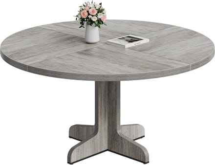 Ronde Eettafel - Keukentafel Hout - Eten en Werken - Stabiele Vierpuntsbasis - 120 cm Diameter - Grijs