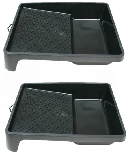 4x stuks verfbakjes voor verfrollers/lakrollers zwart tot 18 cm - verfspullen / schildersbenodigdheden