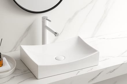 AquaVik Waskom Glida Keramiek Rechthoekig 55x35x12 cm Glans Wit