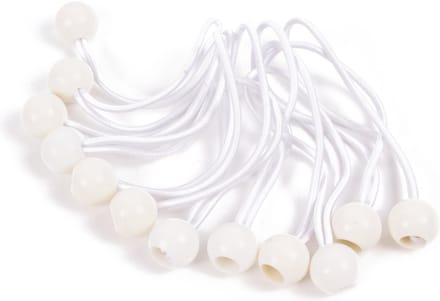 Elastiek met bal wit - 12 delig - Spanelastiek - 17cm - Benson