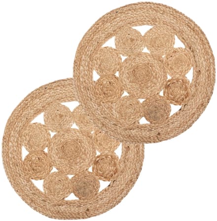 Atmosphera Placemats Jute – Set van 8 – Ø 38 cm – Beige – Scandinavisch Design – Onderleggers Eettafel