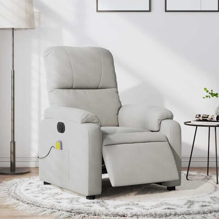 vidaXL - Massagestoel - elektrisch - verstelbaar - microvezelstof - lichtgrijs