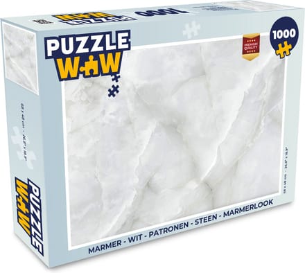 Puzzel Marmer - Wit - Patronen - Steen - Marmerlook - Legpuzzel - Puzzel 1000 stukjes volwassenen