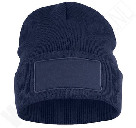 Gebreide muts Hubert met patch navy