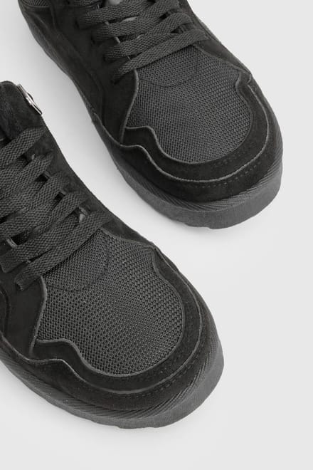 boohoo Dames Nepbont gevoerde lage sneakers | Black | Maat: 3