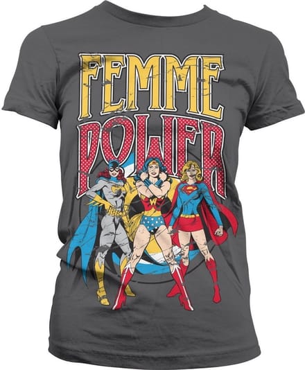 DC Comics Femme Power Girly T-shirt voor dames, donkergrijs