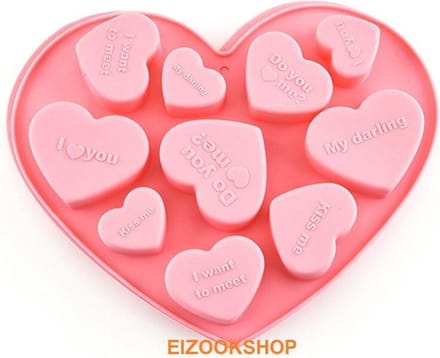 Hart vorm - met Romantische Teksten - Chocolade - Fondant - Cake - Roze