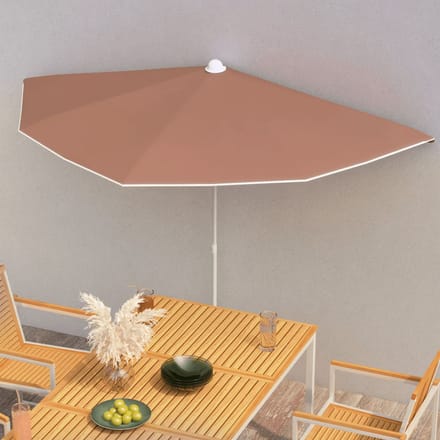 vidaXL - Parasol - half - met - paal - 180x90 - cm - terracottakleurig