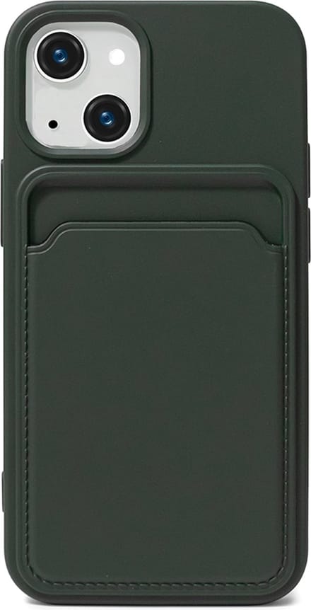 Hoesje Pasjeshouder geschikt voor iPhone 13 Groen - Siliconen Case Back Cover