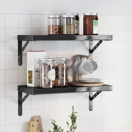 vidaXL - Wandschappen - 2 - st - 50x23,5 - cm - roestvrijstaal - zwart