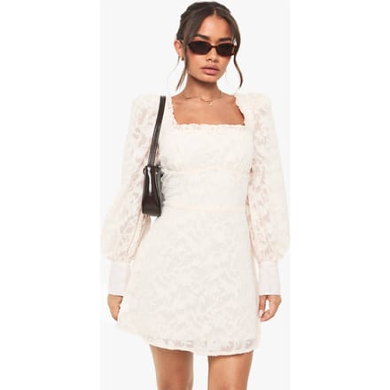 boohoo Dames Textured Corset Milkmaid Mini Jurk | Creme | Maat: 36