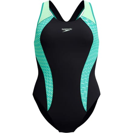Speedo Placement Laneback Dames Sportbadpak - Zwart/Groen