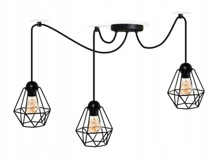 Verstelbare hanglamp DIAMOND 3 zwart metaal E27