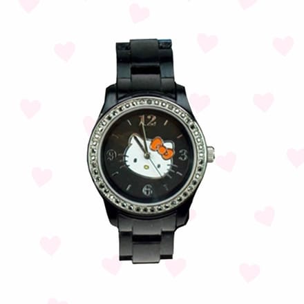Hello Kitty Horloge Zwart Met Strass