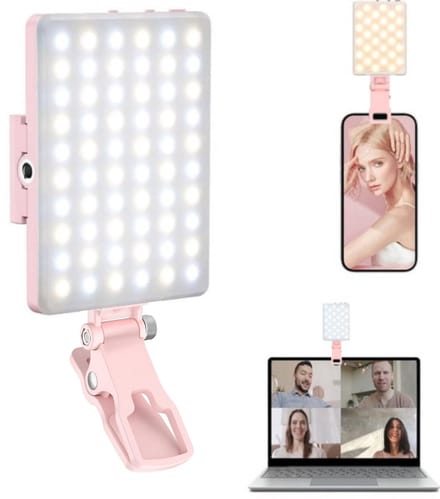 Sounix LED Video Lamp - Studiolampen - 60 LED - Selfie light - Oplaadbare - Smartphone Lamp - Roze