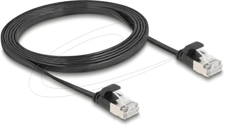 Delock RJ45 Flat Patch Cable plug to plug Cat.6A 1.5 m black