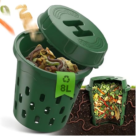 Dailygoods- Wormcomposteerder 10 Liter - Ondergrondse Compostbak - Ventilatiegaten - Robuuste Kunststof - Compact - Tuinbedden