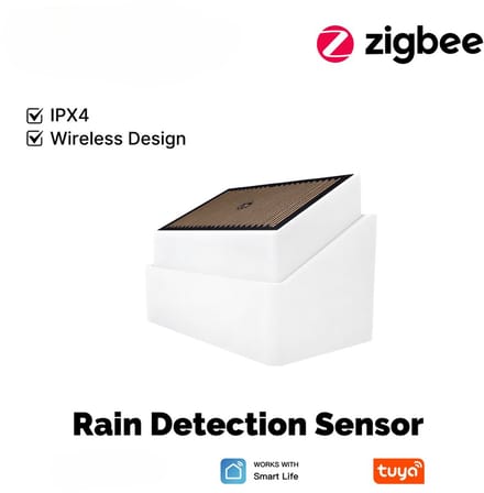 Smart Regensensor | Zigbee | App bediening | Schroeven of tape | Regen- en lichtdetectie | Tuya Smart Life | Wit