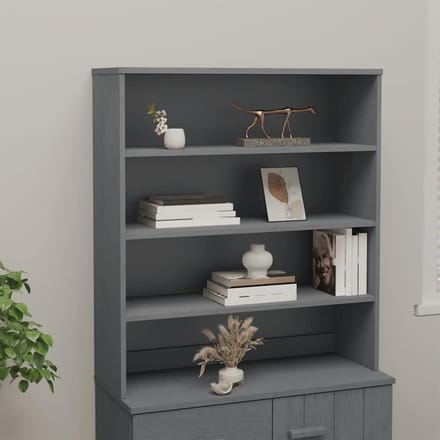 vidaXL - Opzetkast - HAMAR - 90x30x100 - cm - massief - grenenhout - donkergrijs