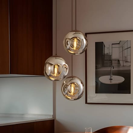 Lindby - hanglamp - 3lichts - Glas, ijzer - E27 - rookgrijs, koffie