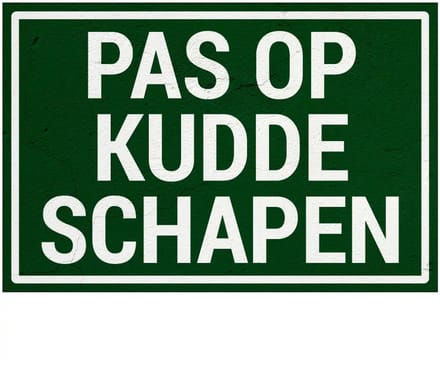 Pas op kudde schapen bord | Sign Again materiaal | 30 x 20 cm
