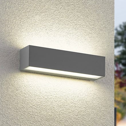 Arcchio LED buiten wandlamp Lengo, 25 cm, 2-lamps, grijs, CCT