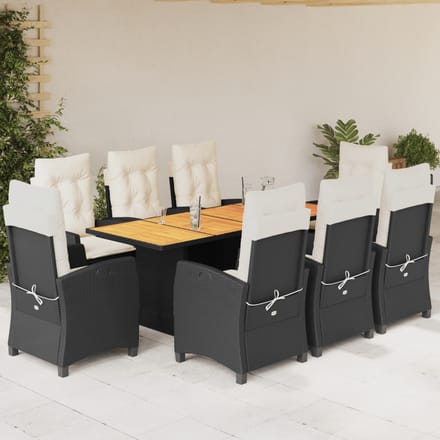 vidaXL - 9-delige - Tuinset - poly - rattan - zwart