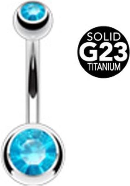 Piercing titanium steen 1.6x10x8 - zilver aqua - LMPiercings