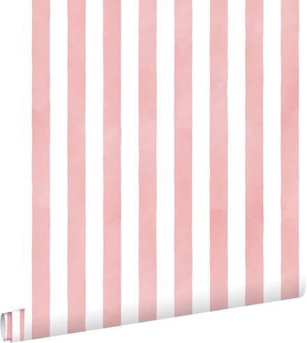 ESTAhome behang strepen roze en wit - 50 x 900 cm - 131306