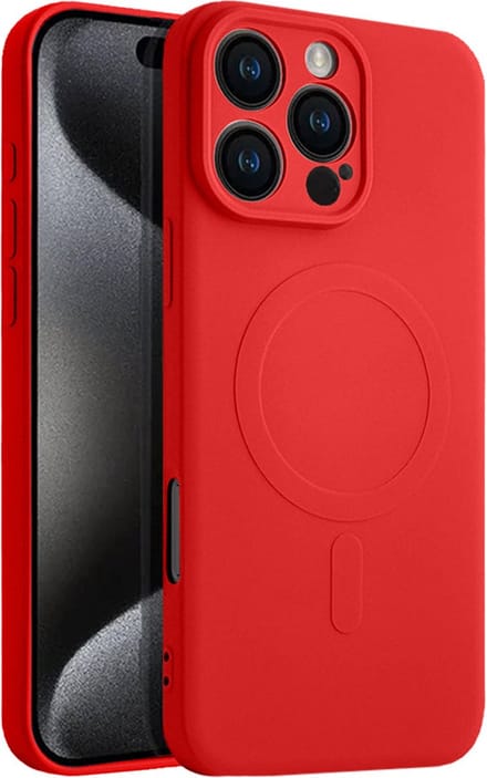 Casify Siliconen Hoesje geschikt voor MagSafe iPhone 16 Pro Max Hoesje - Rood