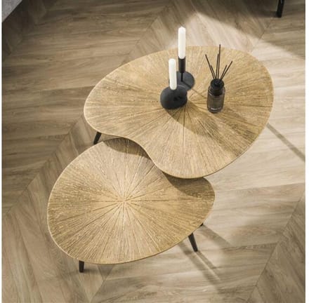 Salontafel Aurelia set van 2 niervormig metaal - goud