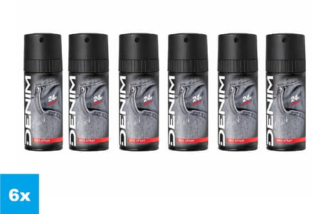 Denim Black Deodorant Spray 6x150 ml – 24H Action – Voordeelverpakking