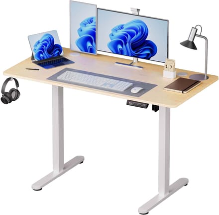 Zit sta bureau - 120 x 60 cm - hoogte verstelbaar - natuur-wit