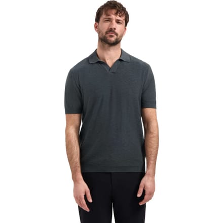 No Excess Pullover short sleeve v-polo slub dark steel
