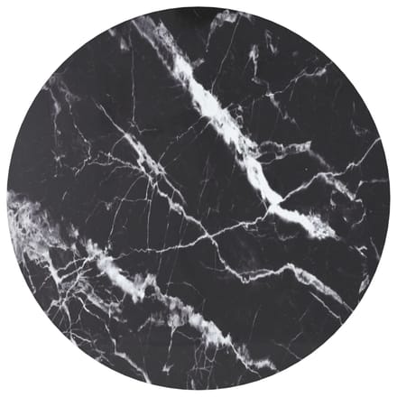 vidaXL - Tafelblad - Ø70x0,8 - cm - gehard - glas - met - marmeren - design - zwart