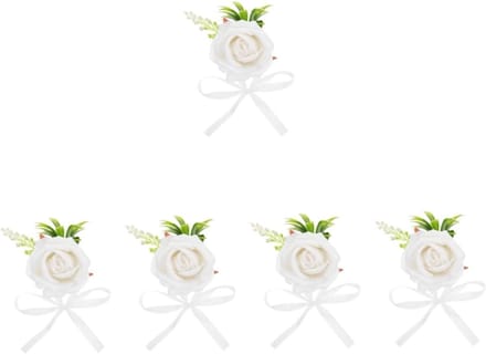 Pols Corsages - Bruidsbloemen Armband - Bruiloft Decoratie - Set van 5 stuks - 7x10x5 cm - Wit