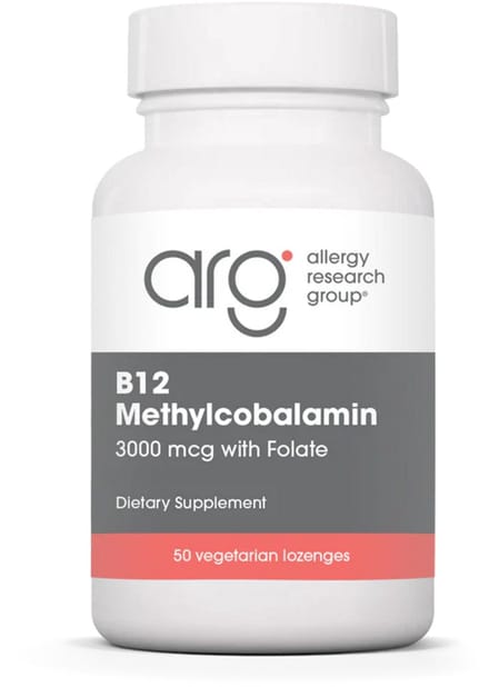B12 Methylcobalamin with Folic Acid (50 Lozenges) - Allergy Research