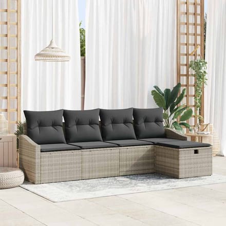 vidaXL - Bankstel - 6 - st - poly - rattan